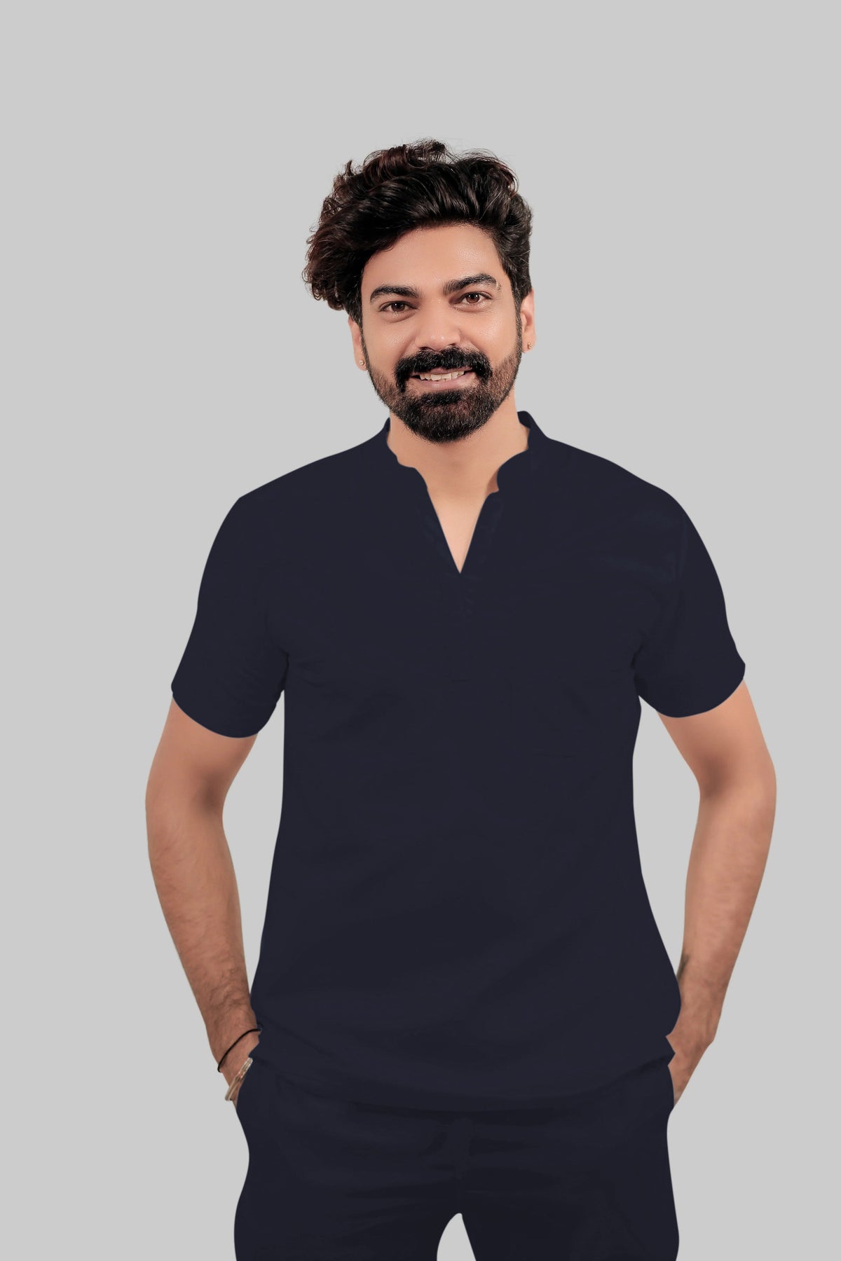 MedEase Wear ban neck design Scrubs - Men (Navy)