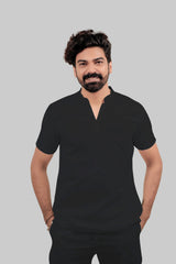 MedEase Wear ban neck design Scrubs - Men(Black)