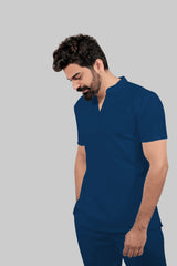 MedEase Wear ban neck design Scrubs - Men(Blue)