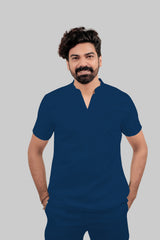 MedEase Wear ban neck design Scrubs - Men(Blue)
