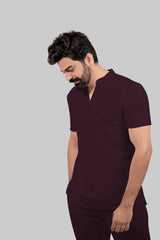MedEase Wear ban neck design Scrubs - Men(Maroon)
