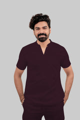 MedEase Wear ban neck design Scrubs - Men(Maroon)